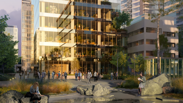 Havainnekuva Föörin edestä pihalta.